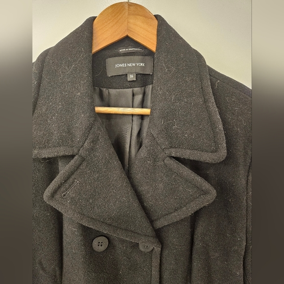 NWOT - Jones New York Wool Blend Pea Coat - Black - Size 16 - Picture 6 of 7